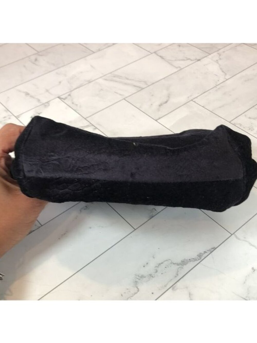 Anthropologie Womens Mollie Black Velvet Clutch Purse Bag with Chain Strap - Picture 9 of 11